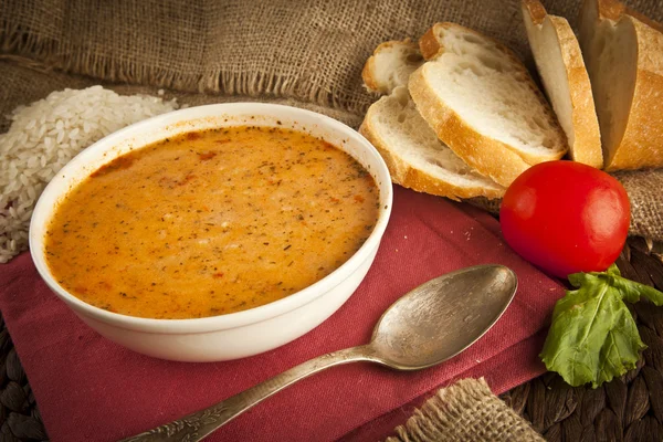 Sopa de yogur con fondo de comida sopa turca —  Fotos de Stock