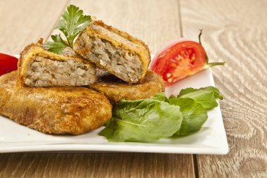 Turkish traditional Food kadinbudu kofte ( meatball ) rice and meat falafel clipart