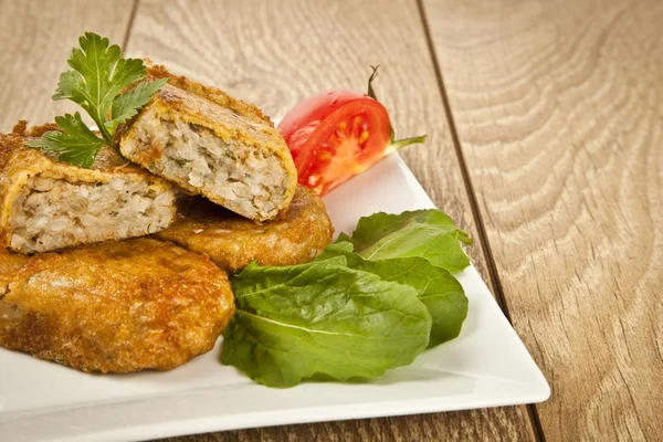 Turkish traditional Food kadinbudu kofte ( meatball ) rice and meat falafel — Stock Photo, Image