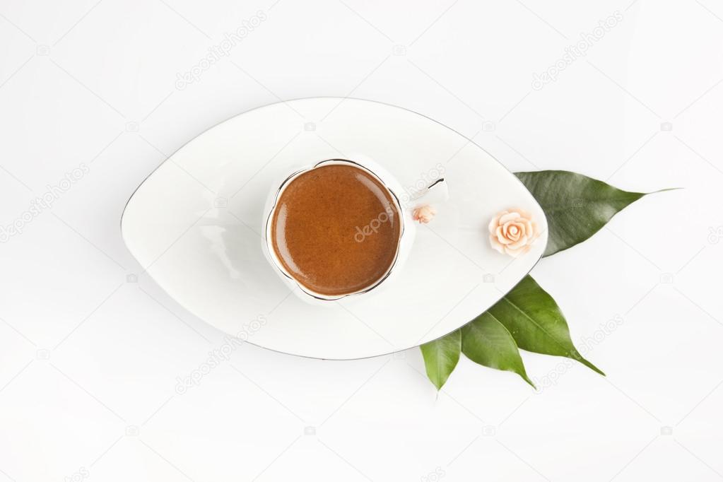 Traditional Turkish Coffee cup and beans concept tulip cup