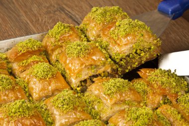 Turkish Ramadan Dessert Baklava with concept background clipart