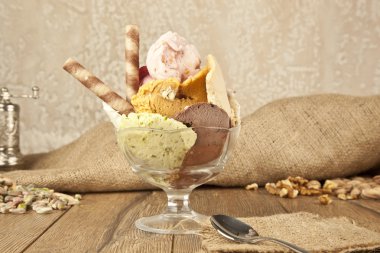 Sundae ice cream in sundae cup clipart