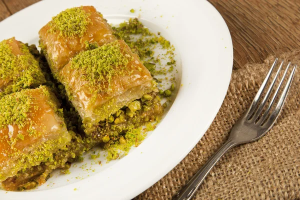 Turkish Ramadan Dessert Baklava with concept background — Stock Photo, Image