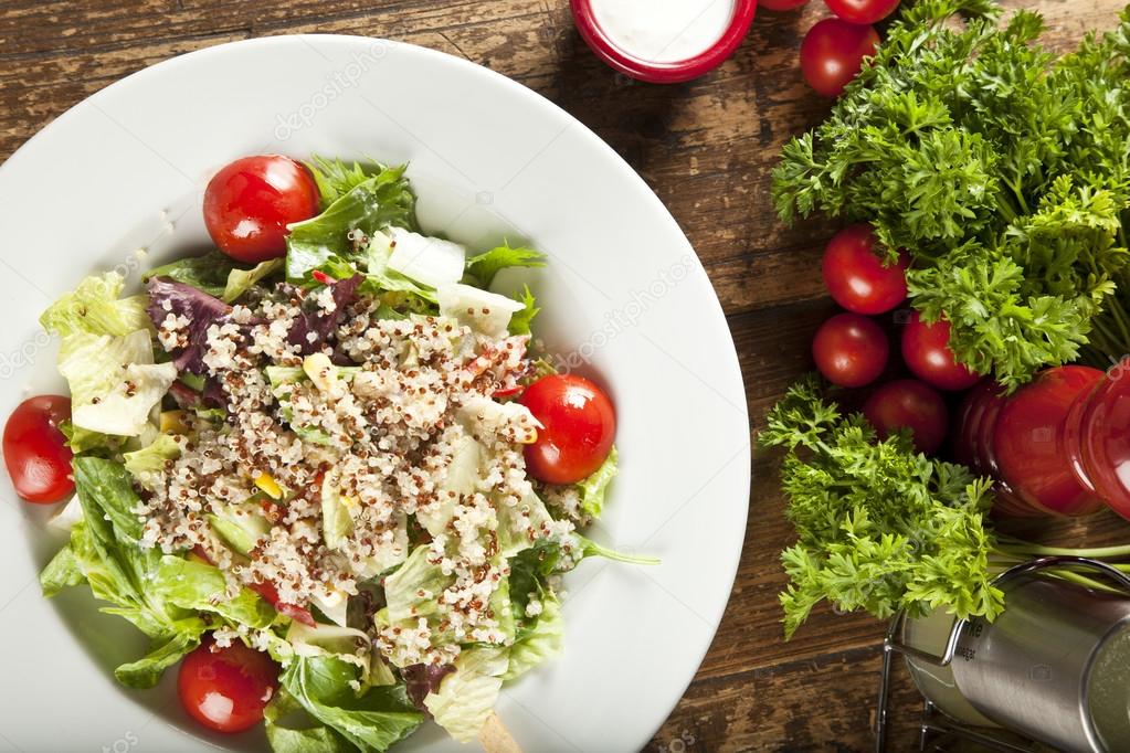 Quinoa salad, vegetarian and diet food