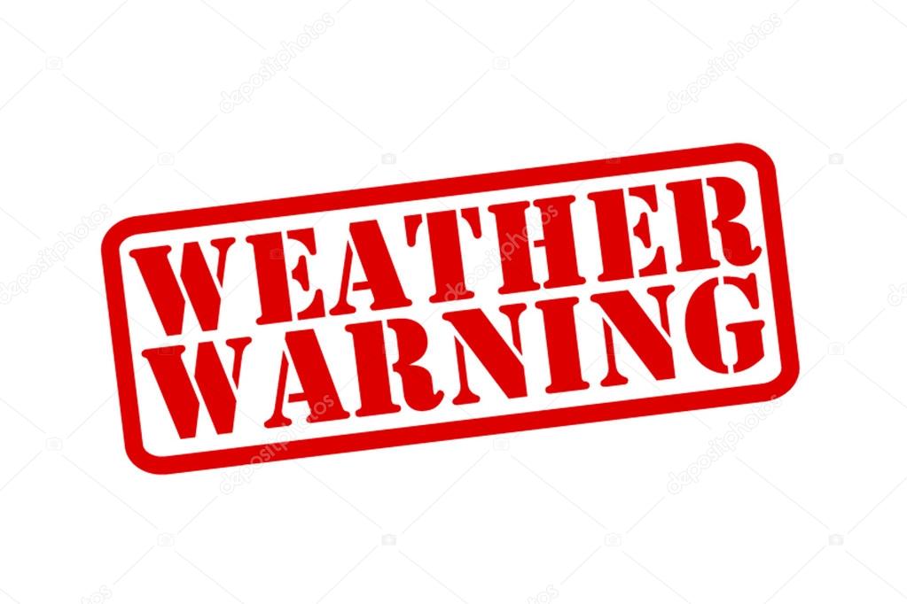 WEATHER WARNING red Rubber Stamp vector over a white background.