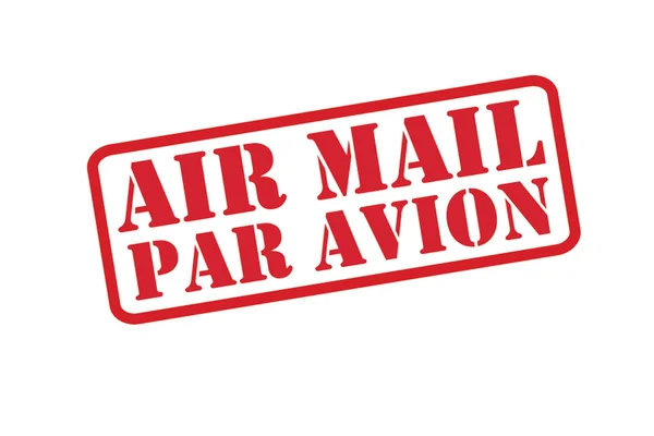 AIR MAIL PAR AVION vector de sello de goma roja sobre un fondo blanco . — Vector de stock