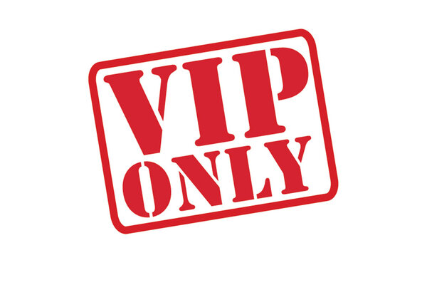 VIP ONLY red Rubber Stamp vector over a white background.