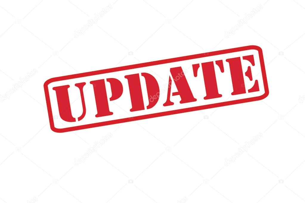 UPDATE red Rubber Stamp Vector over a white background.