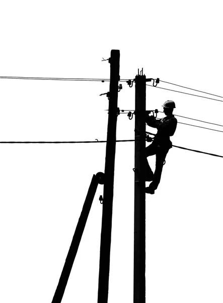 Elektriker på en stolpe — Stockfoto