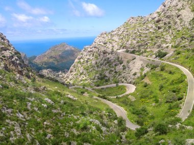 Manzara görünümü serpantin yol Island Mallorca İspanya