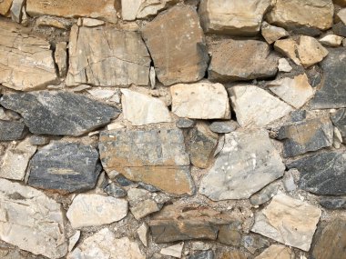 Soyut arka plan olarak farklı taşlara sahip eski antik bir duvar.