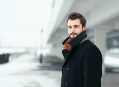 şık yakışıklı genç esmer portresi 