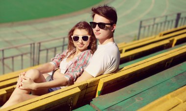 aşk, şık çift vintage fotoğraf hipsters şehir