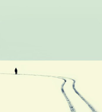 bir adam kış de yol silüeti soyut vintage fotoğraf