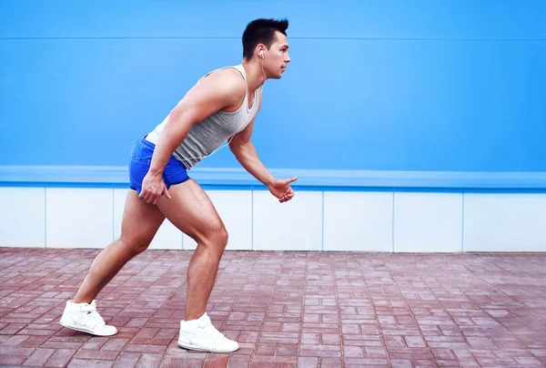 Začněte! Fitness, sport a lidé koncept - životní styl fotografie muže r — Stock fotografie