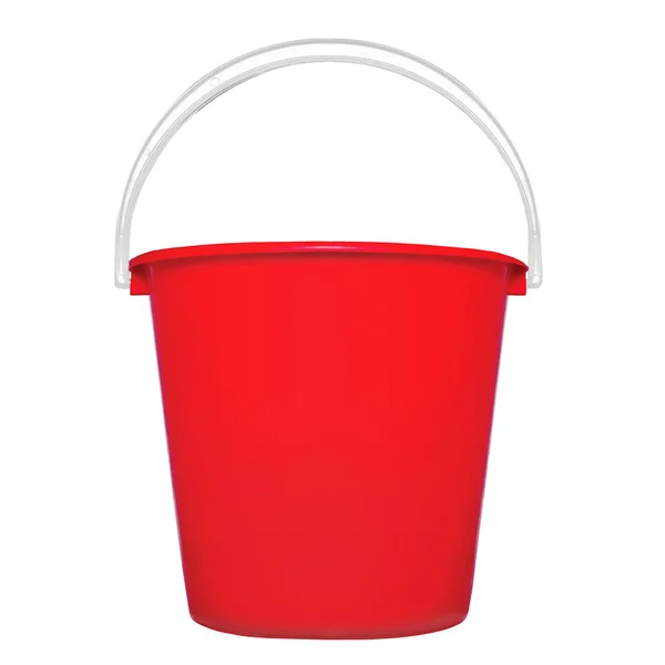 Red plastic bucket isolated on a white background — Stock Photo, Image