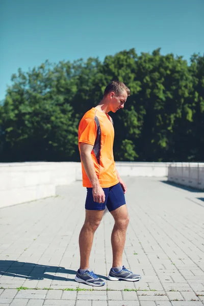 Spor ve sağlıklı yaşam konsepti - sportif fitness runner adam Stok Fotoğraf