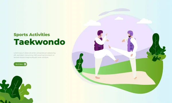 Taekwondo Illustration Concept Sports Activities Taekwondo Battles Self Defense Training — Stock Vector