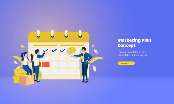 Marketing Csapat Megvitassák Marketing Terv Menetrend Ellenőrző Lista — Stock Vector