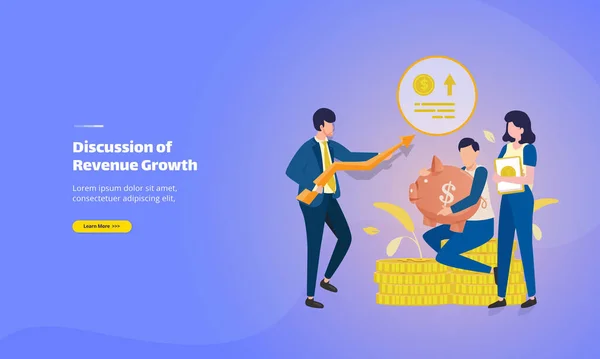Equipe Marketing Discute Sobre Crescimento Receita Conceito Ilustração — Vetor de Stock