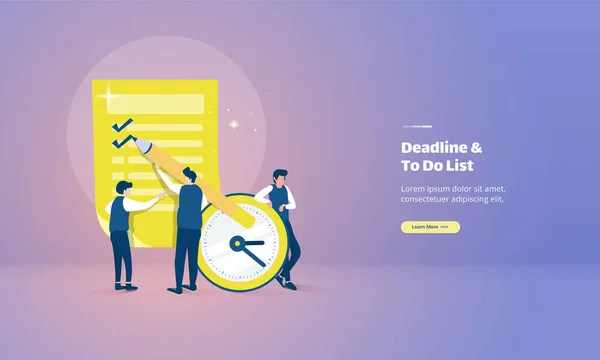 Werkzaamheden Deadline Takenlijst Voor Tijdmanagementillustratie — Stockvector