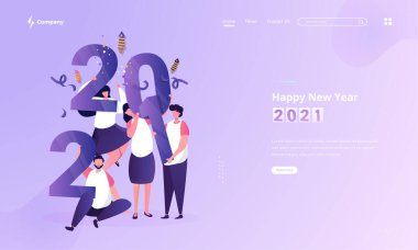 Mutlu insanlar iniş sayfası için 2021 yılını kutluyor