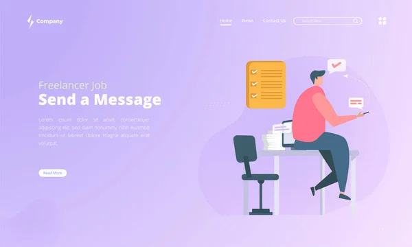 Stuur Een Bericht Gemakkelijk Voor Kantoormedewerker Concept Landing Page Template — Stockvector