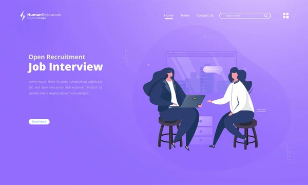 Illustration Des Bewerbungsverfahrens Auf Dem Landing Page Konzept — Stockvektor