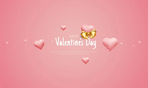 Pinky Love Romantic Background Celebrate Happy Valentine Day — Stock Vector