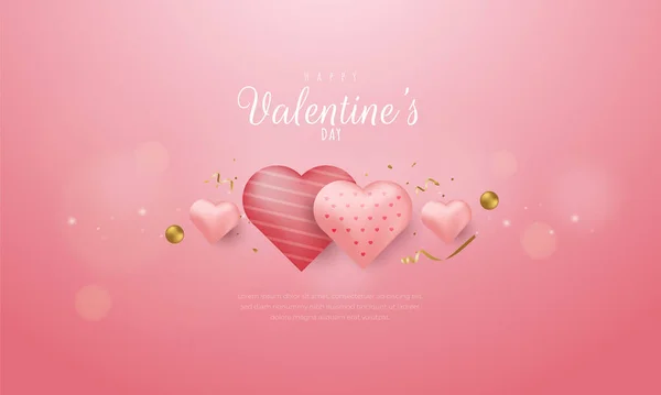 Feliz Dia Dos Namorados Adorável Saudação Fundo Rosa —  Vetores de Stock