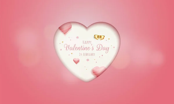 Papercut Effect Van Liefde Voor Gelukkige Valentijnsdag Wenskaart — Stockvector