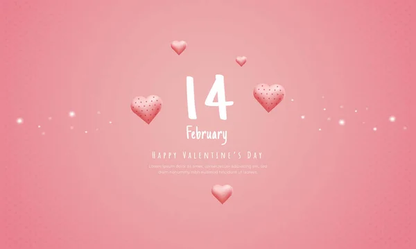 Gelukkige Valentijnsdag Met Februari Tekst Romantische Liefdesdag Vieren — Stockvector