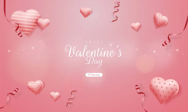 Feliz Dia Dos Namorados Cartão Saudação Com Fundo Rosa Romântico —  Vetores de Stock