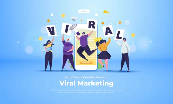 Grupo Pessoas Com Campanha Viral Sobre Conceito Ilustração Ilustração Marketing — Vetor de Stock