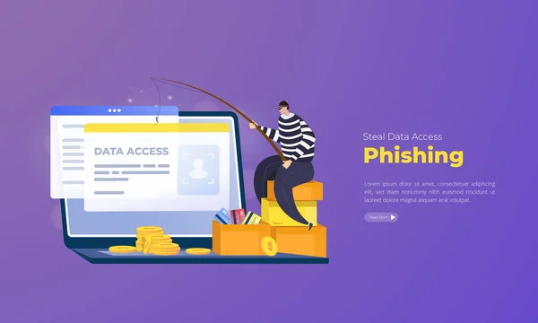 Διαδικτυακό Έγκλημα Web Phishing Της Έννοιας Κλοπή Πρόσβασης Δεδομένων — Διανυσματικό Αρχείο