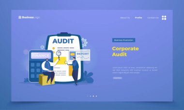İniş sayfası kavramında şirket denetimi illüstrasyonu