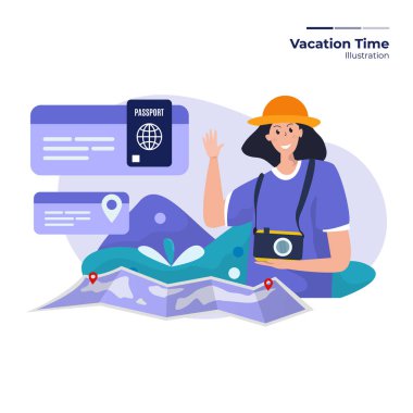 Bir kadın tatil gününe hazırlanıyor.