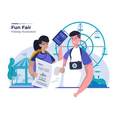 Çiftler tatillerini eğlence fuarında geçiriyorlar