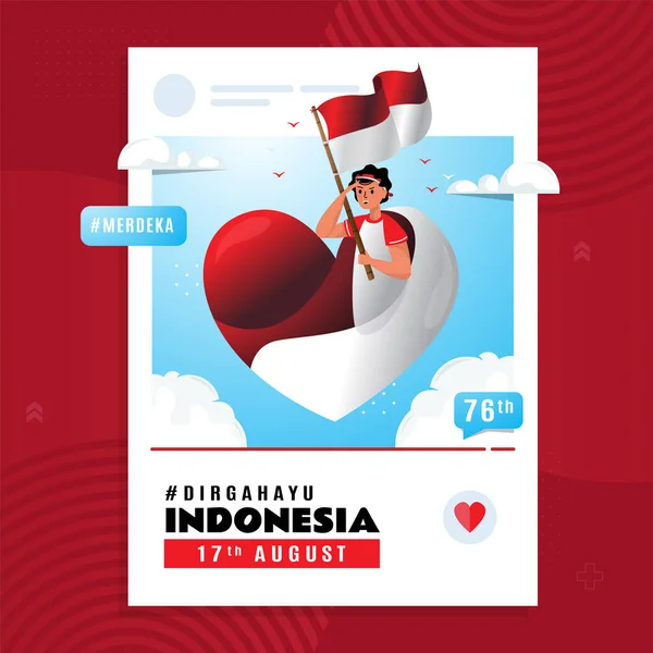 Dirgahayu Indonesia Means Indonesia Independence Day Youths Flying Red White - Stok Vektor