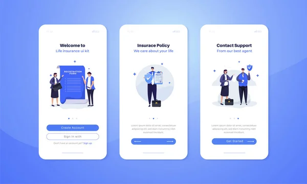 Levensverzekering Illustratie Mobiele Gebruikersinterface Concept — Stockvector