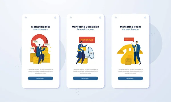 Marketing Mix Campagnestrategie Het Scherm Interface Illustratie Concept — Stockvector