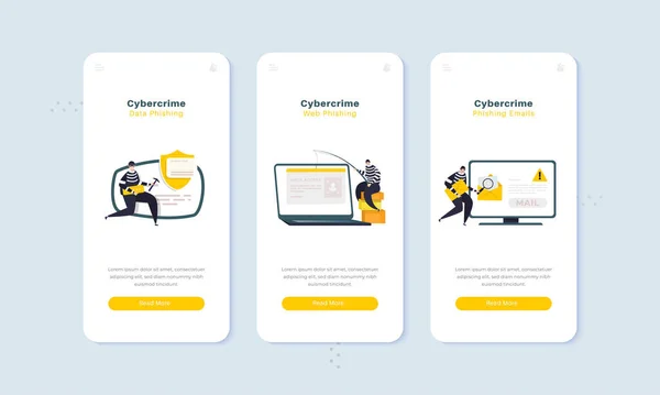 Cybercrime Web Phishing Diefstal Van Gegevens Illustratie Het Scherm Concept — Stockvector