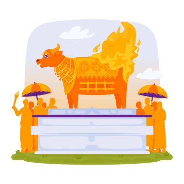 Ngaben seremonisi yapan Balili insanların temsilcisi. Geleneksel Balili Hindu yakma ayini.