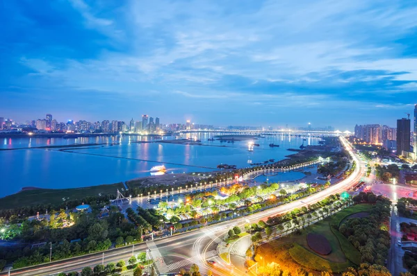 Bird view at Wuhan in China — Stock Photo, Image