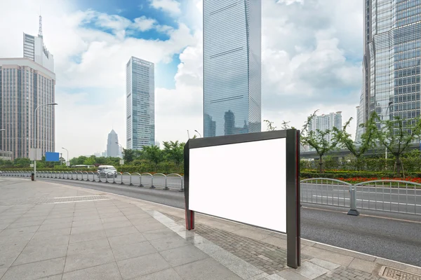 Bus stop with billboard — Stock Photo, Image