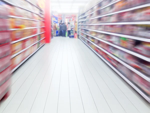 Interior of supermarket shelves — Stock Photo, Image