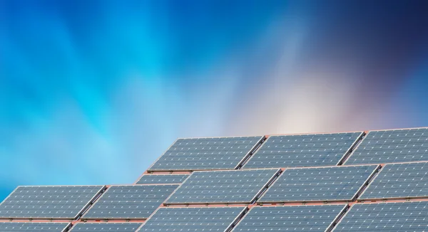 Painéis solares com céu azul — Fotografia de Stock