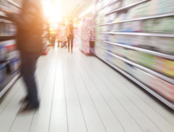 Interior of supermarket shelves — Stock Photo, Image