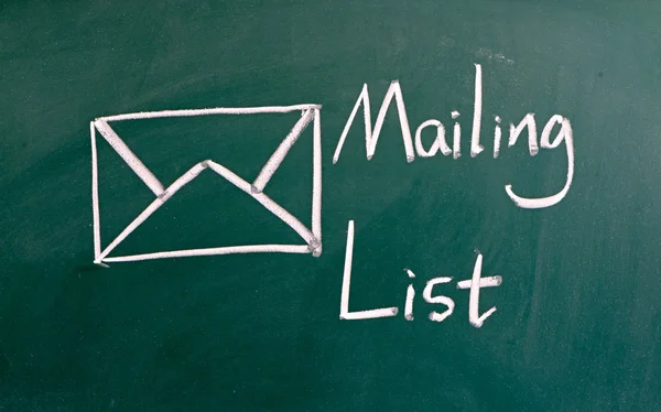 Mailing list words and symbol on the blackboard — Stock Photo, Image