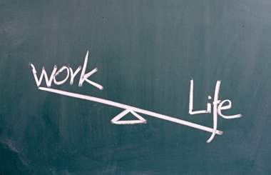 Life and work balance concept on blackboard  clipart